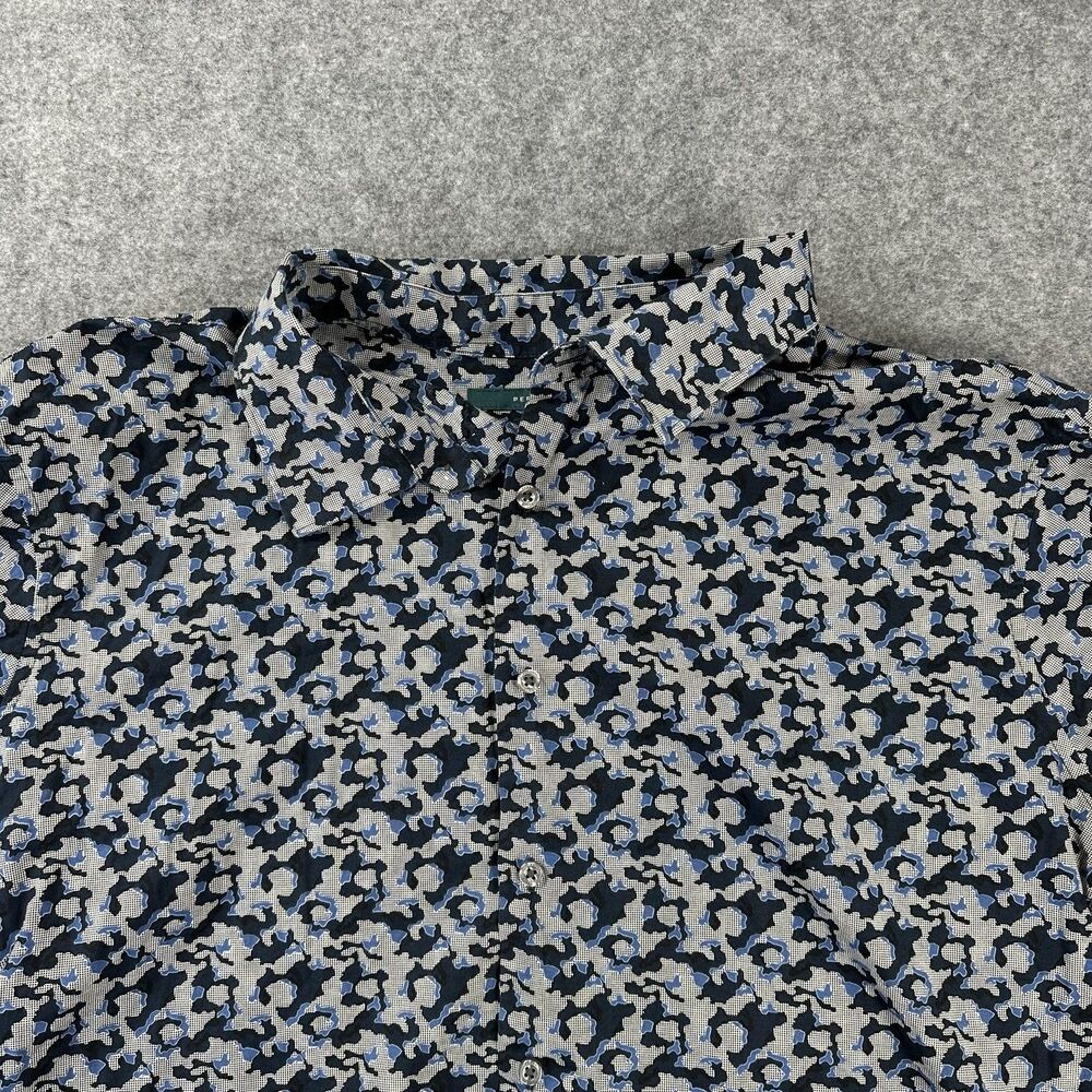 Perry Ellis Shirt Mens 2XL Blue Camo Print Short Sleeve Stretch Button Up Casual - Picture 2 of 9